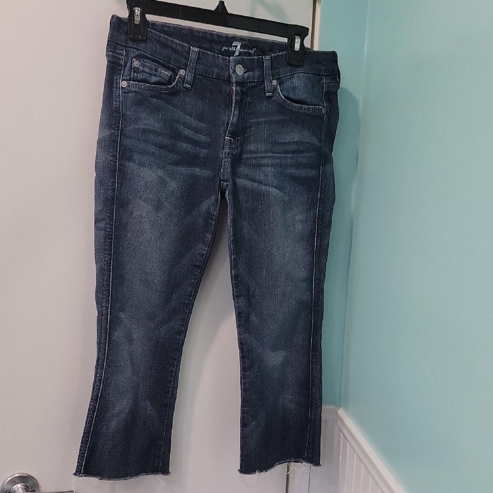 7 For All Mankind Blue Ankle Cropped Jeans